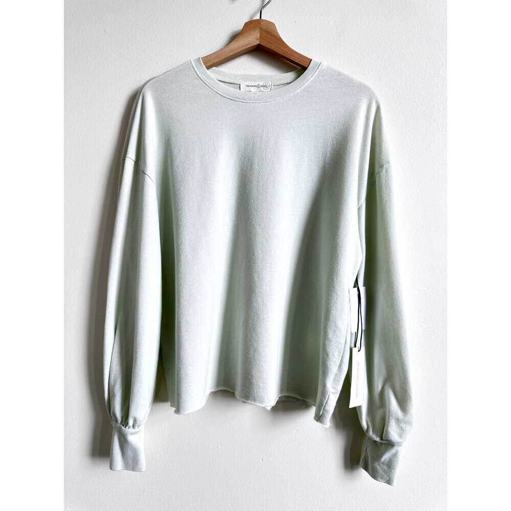 TREASURE & BOND Women's Blouson Sleeve Sweatshirt In Green Size S
